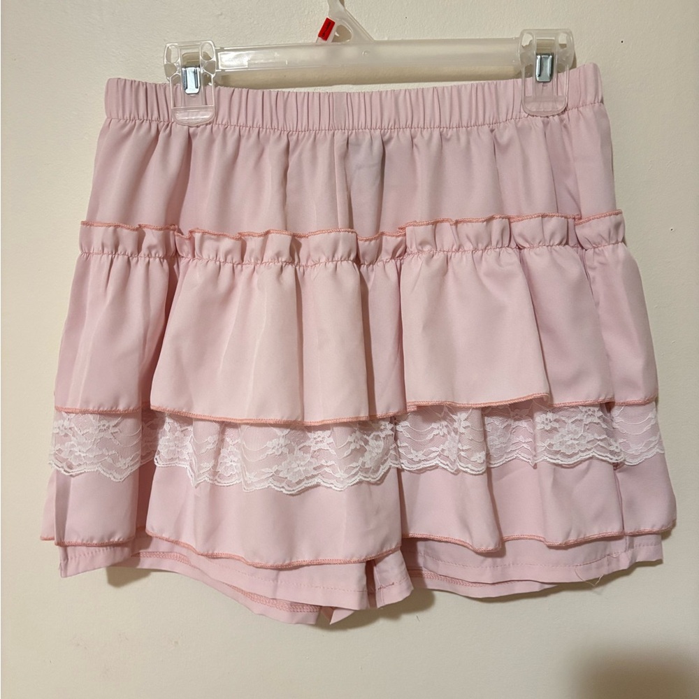 ROMWE Blush Pink Elastic Waist Shorts